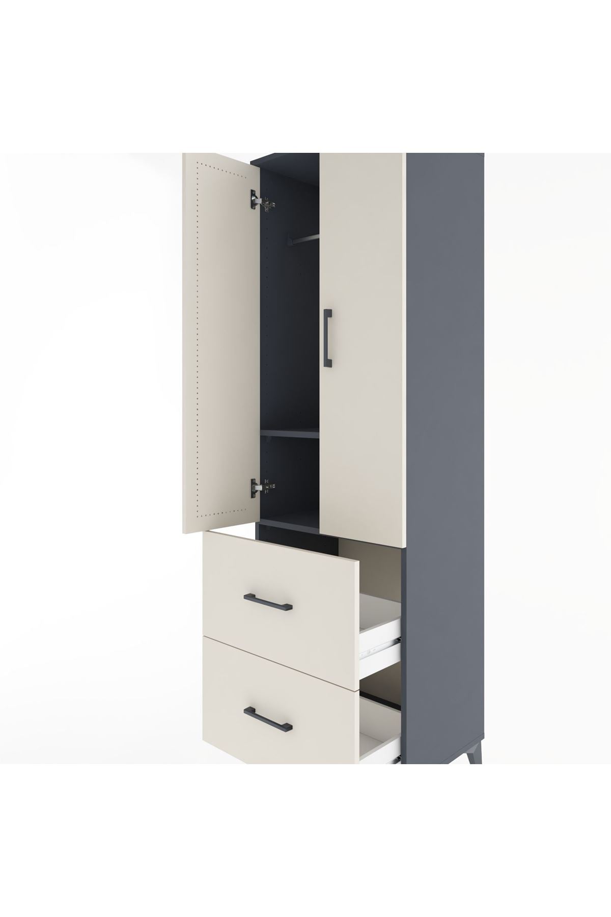 Hyperion Dolap 2 Raflı 2 Çekmeceli Tek Askılı 60x44x195 - S59M019V4B