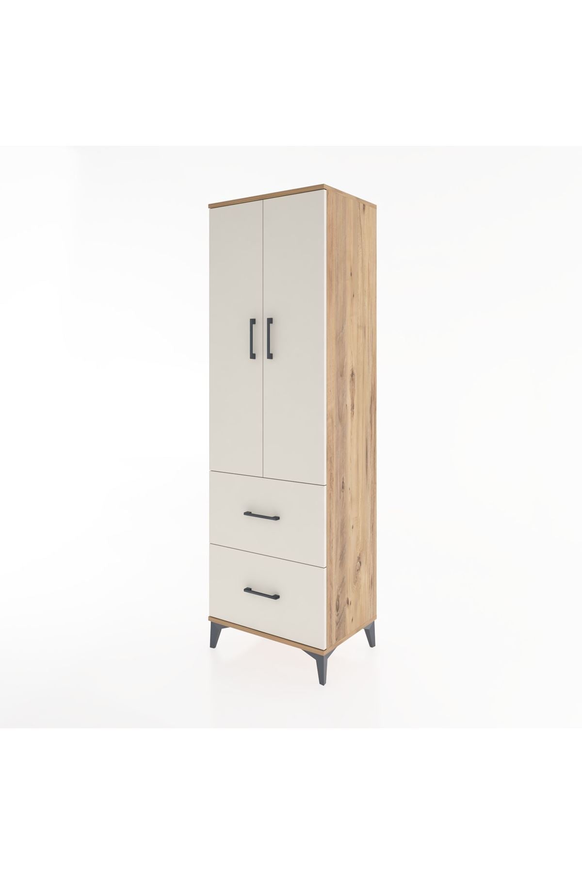Hyperion Dolap 2 Raflı 2 Çekmeceli Tek Askılı 60x44x195 - S59M019V7B