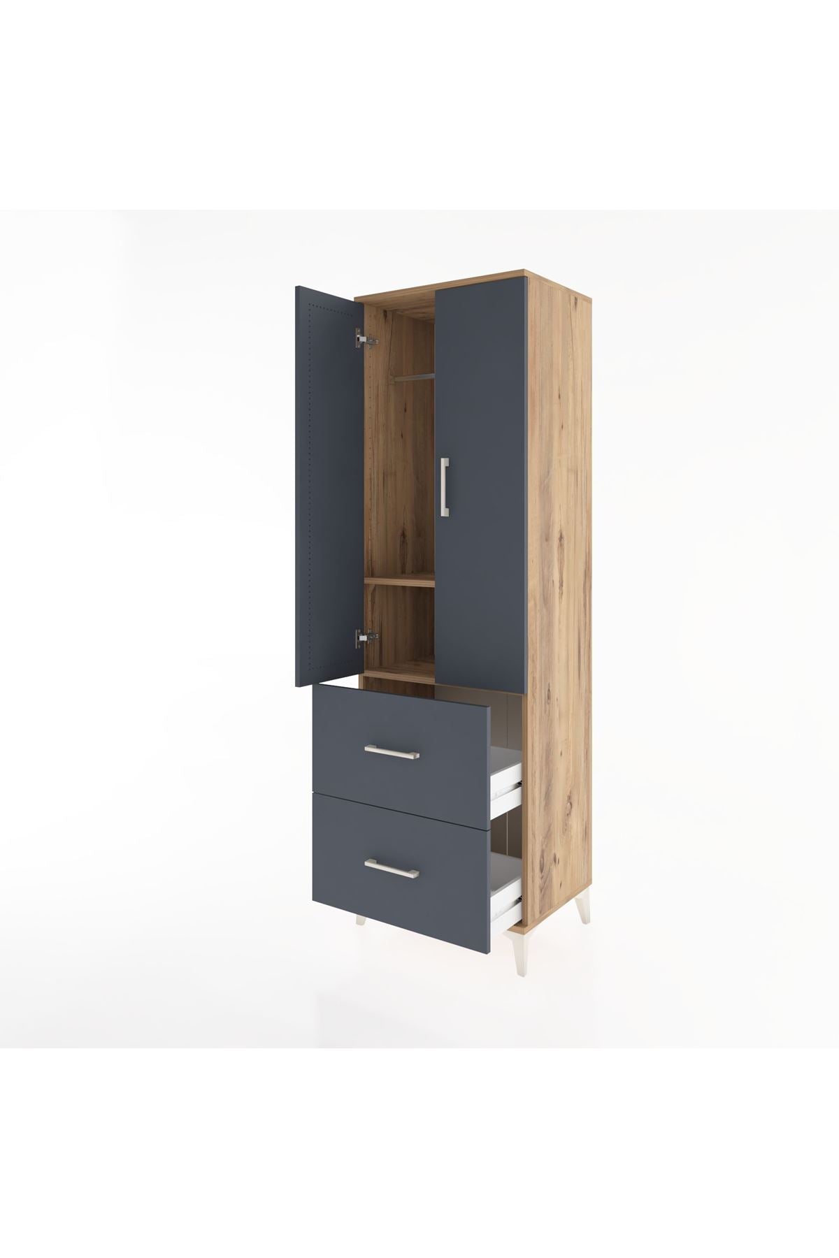 Hyperion Dolap 2 Raflı 2 Çekmeceli Tek Askılı 60x44x195 - S59M019V8B