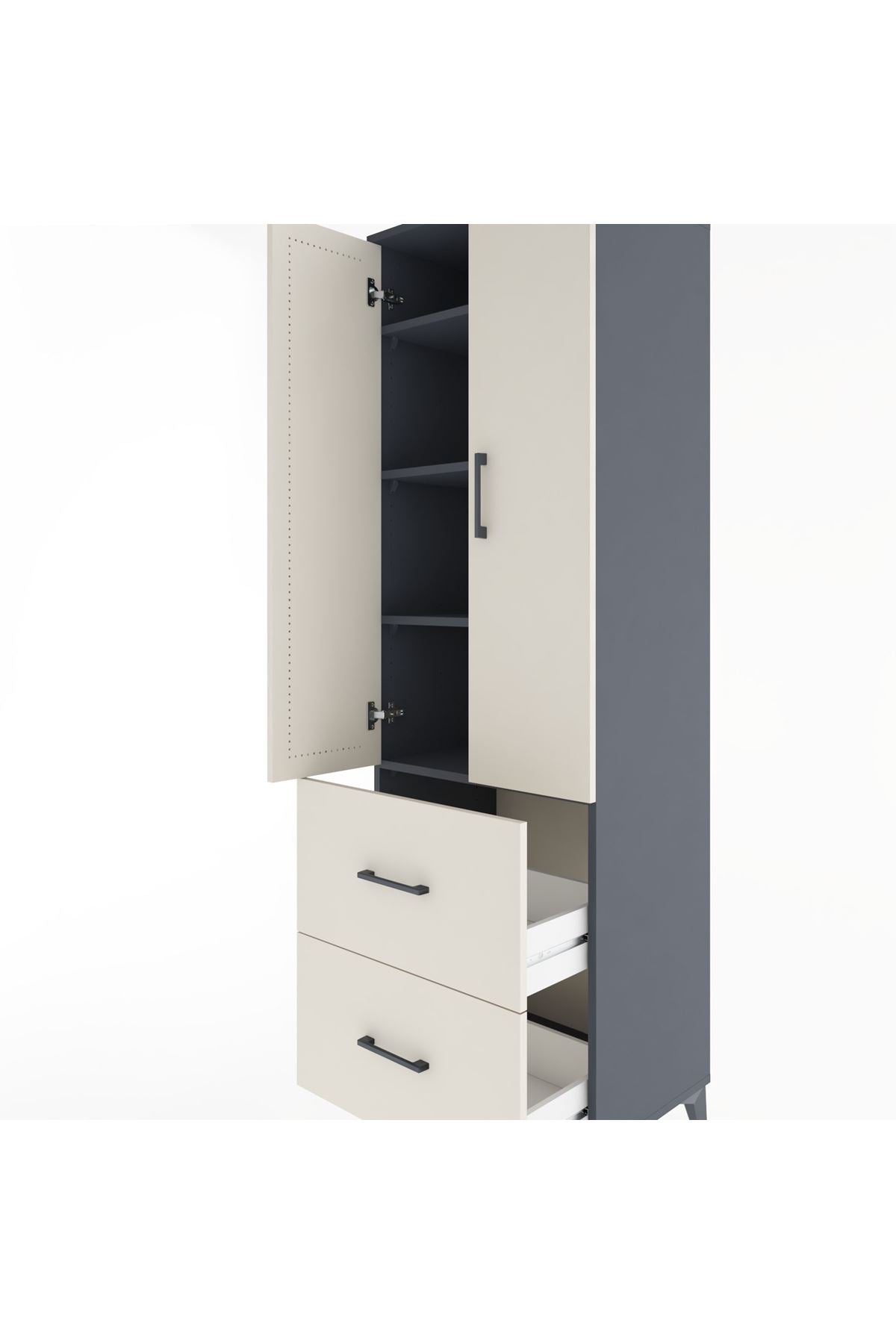 Hyperion Dolap 4 Raflı 2 Çekmeceli 2 Kapaklı 60x44x195 - S59M020V4B