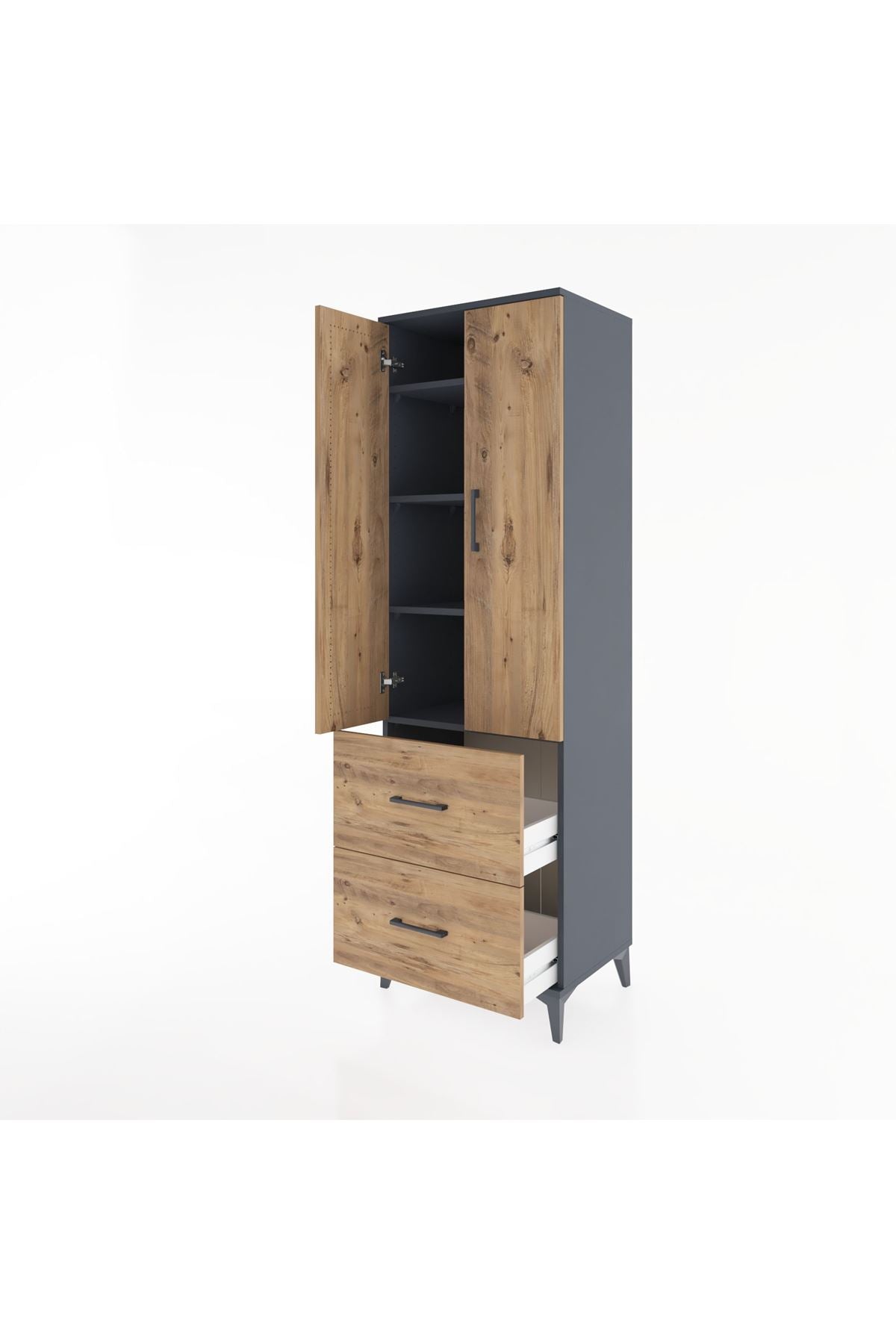 Hyperion Dolap 4 Raflı 2 Çekmeceli 2 Kapaklı 60x44x195 - S59M020V6B