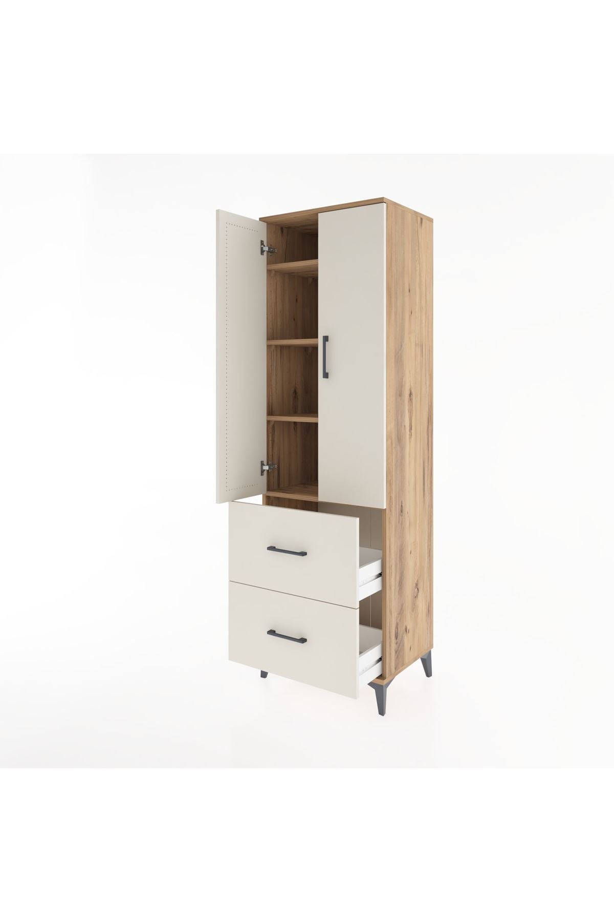 Hyperion Dolap 4 Raflı 2 Çekmeceli 2 Kapaklı 60x44x195 - S59M020V7B