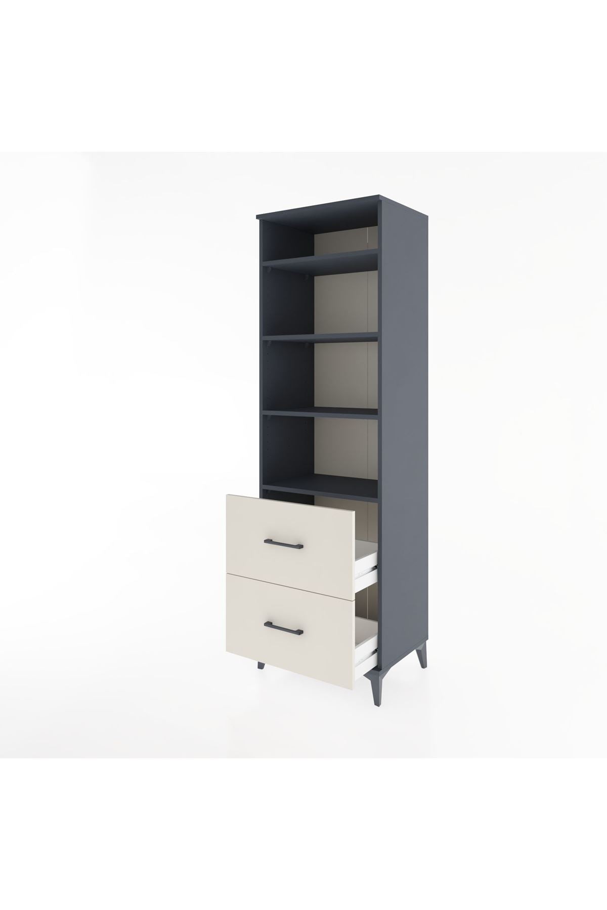Hyperion Dolap 4 Raflı 2 Çekmeceli 60x44x195 - S59M021V4B
