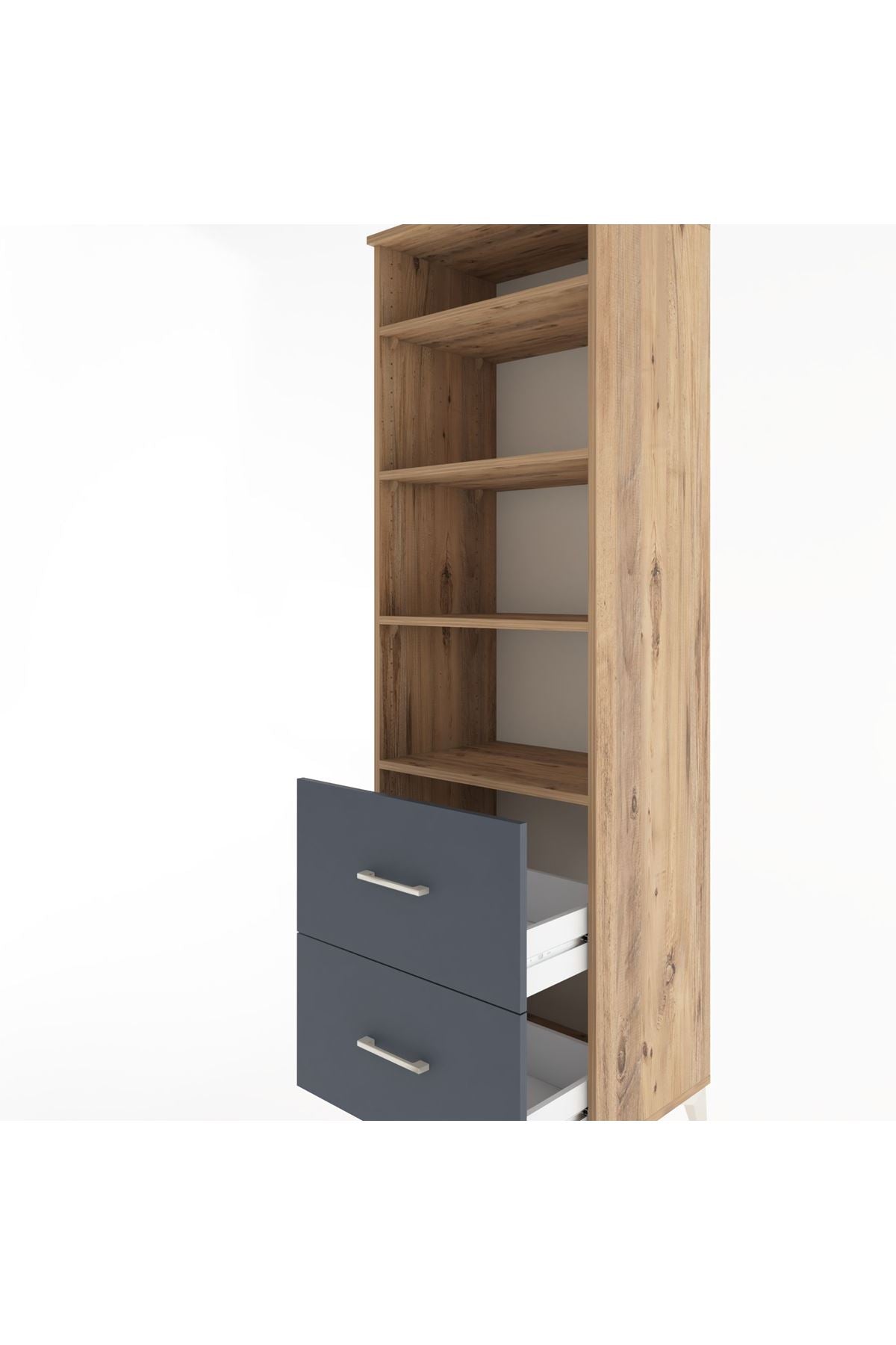Hyperion Dolap 4 Raflı 2 Çekmeceli 60x44x195 - S59M021V8B