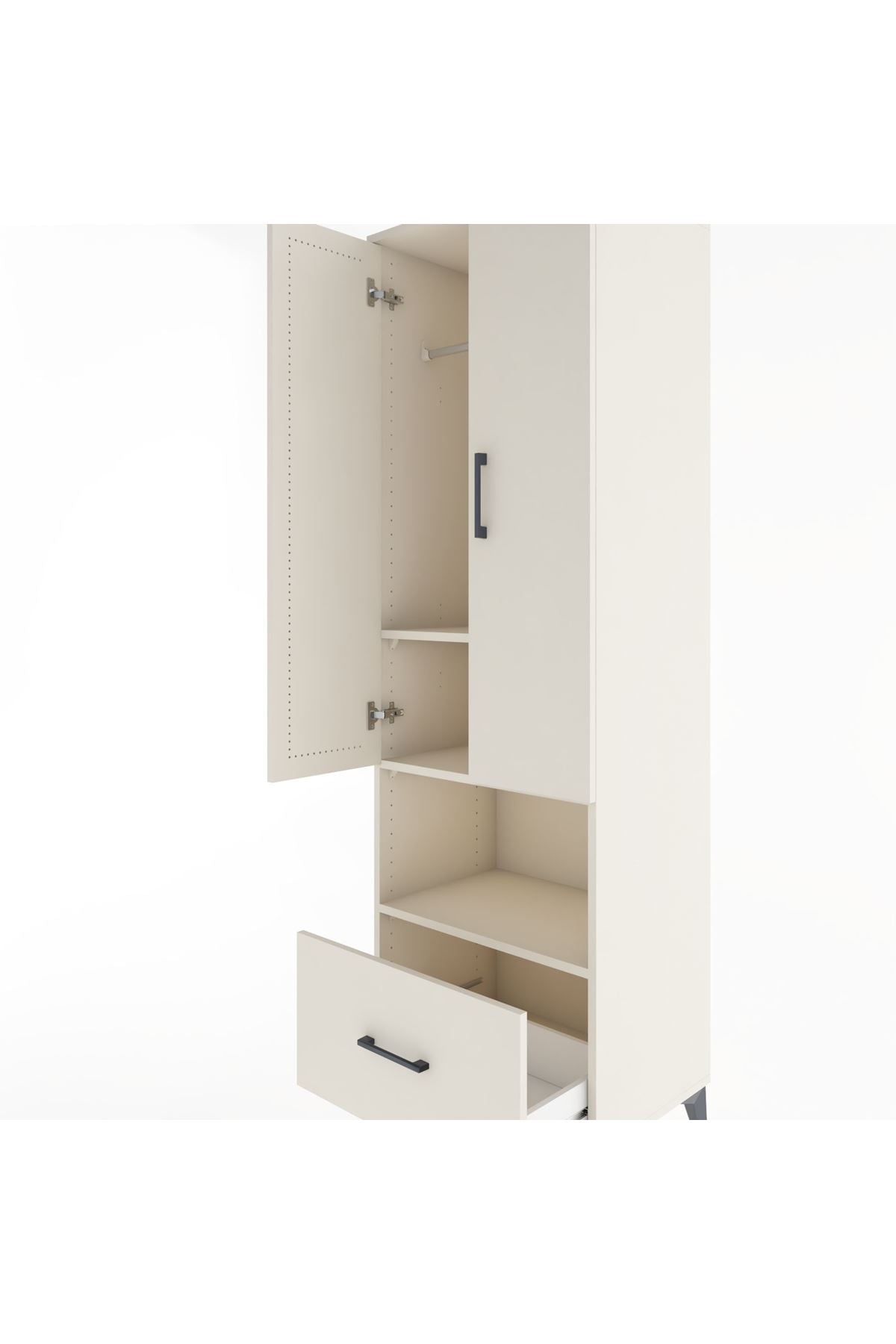 Hyperion Dolap 3 Raflı Tek Çekmeceli Tek Askılı 60x44x195 - S59M022V1B