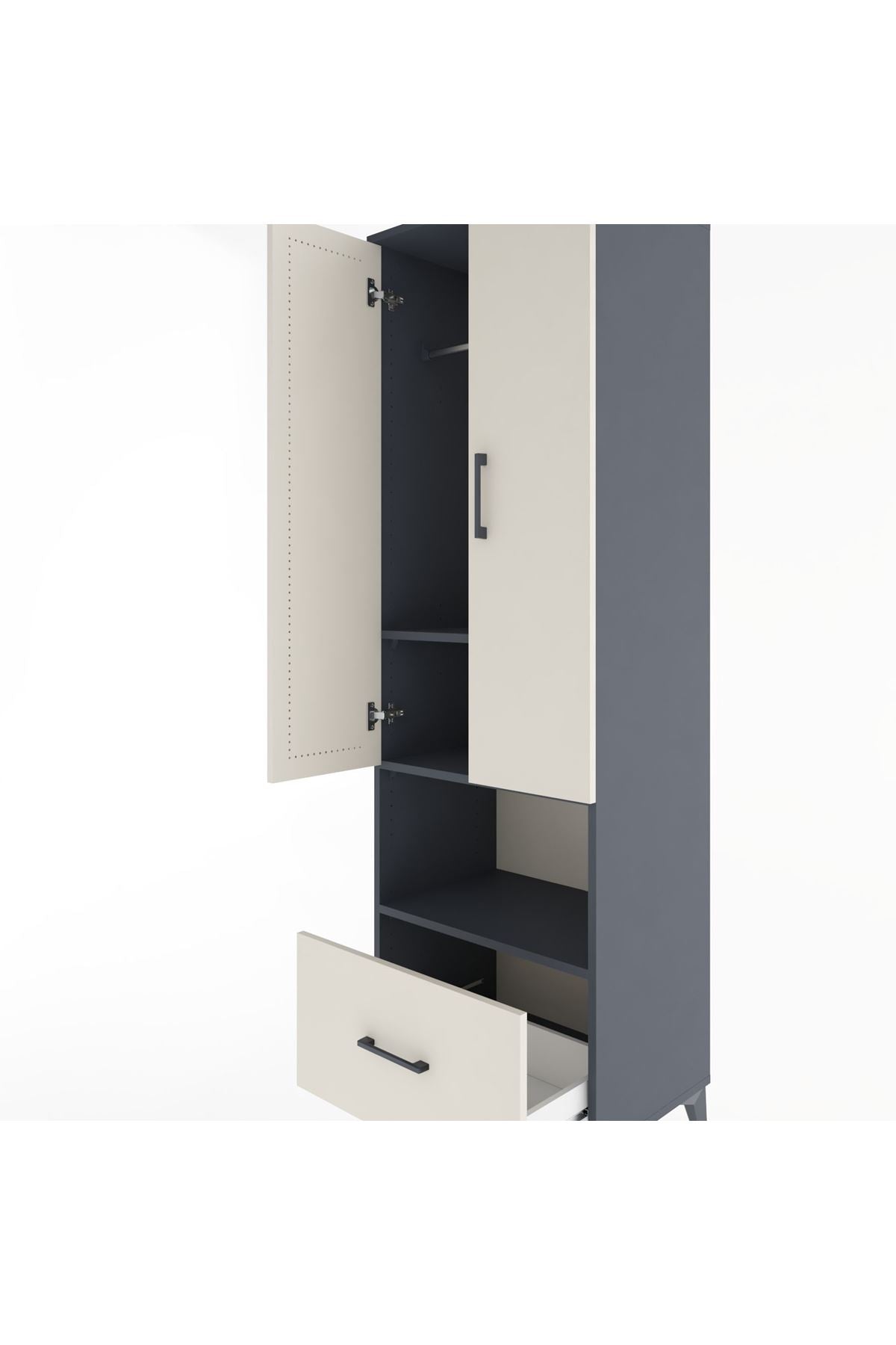 Hyperion Dolap 3 Raflı Tek Çekmeceli Tek Askılı 60x44x195 - S59M022V4B