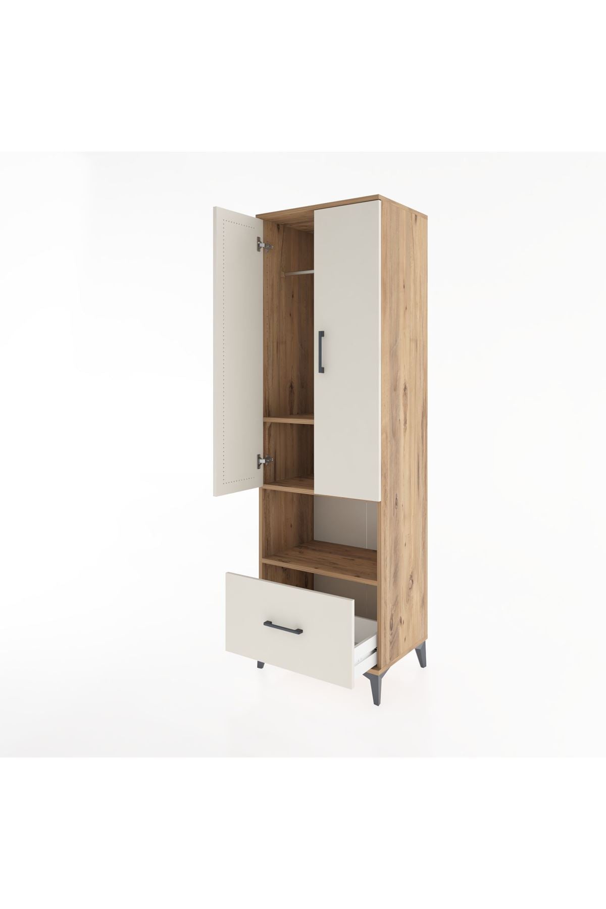 Hyperion Dolap 3 Raflı Tek Çekmeceli Tek Askılı 60x44x195 - S59M022V7B