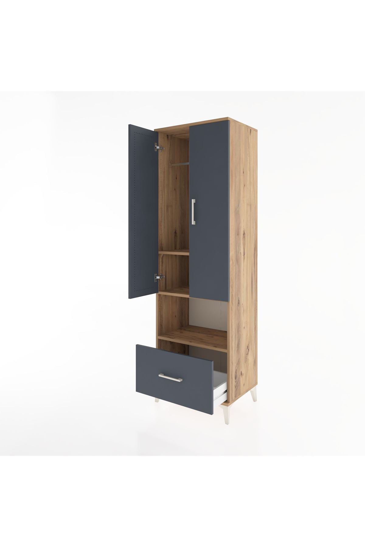 Hyperion Dolap 3 Raflı Tek Çekmeceli Tek Askılı 60x44x195 - S59M022V8B