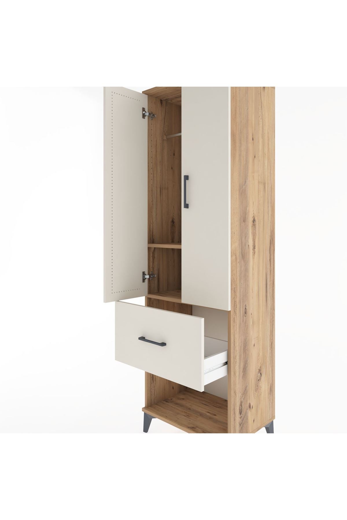 Hyperion Dolap 2 Raflı Tek Çekmeceli Tek Askılı 60x44x195 - S59M025V7B