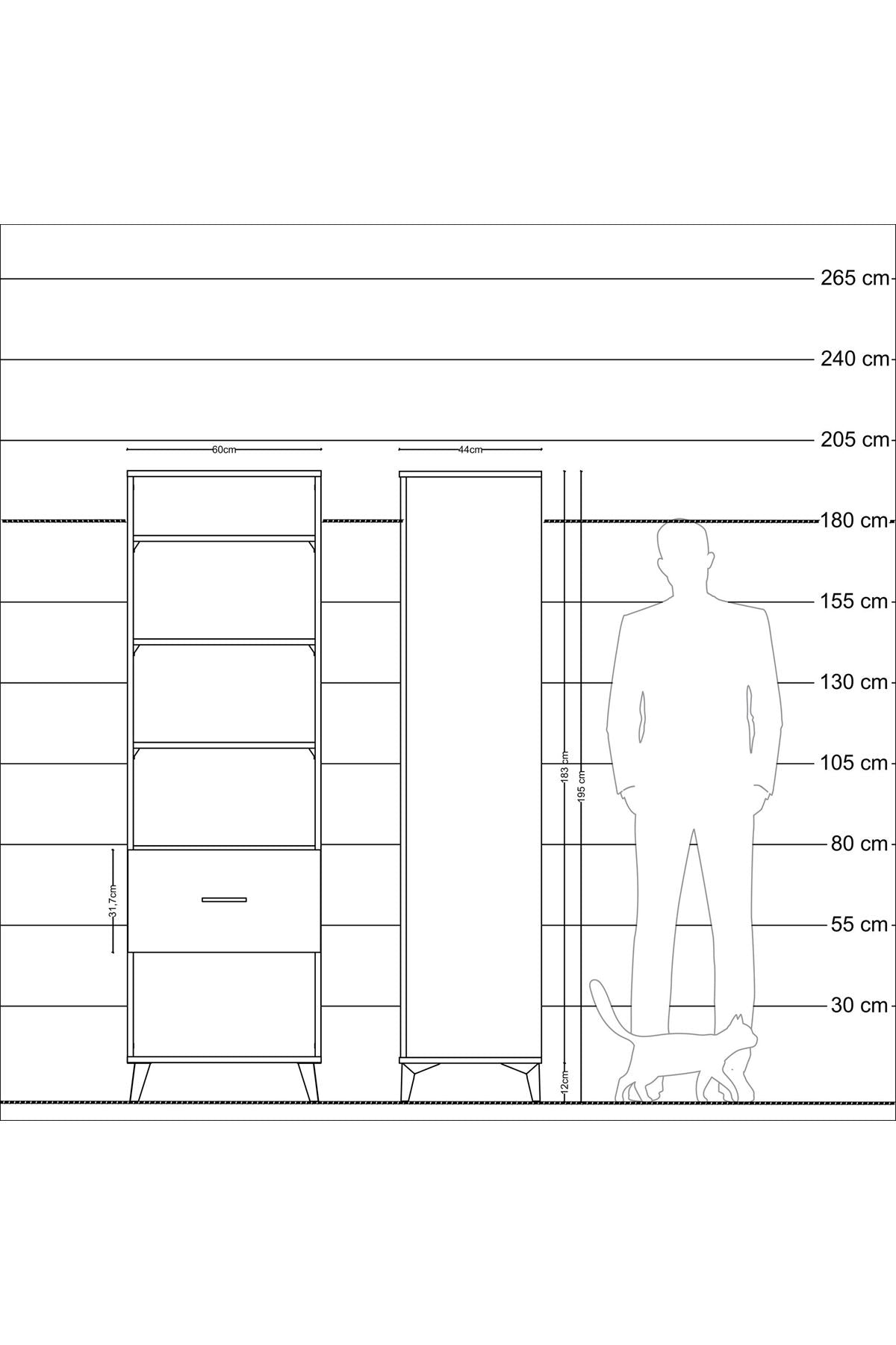 Hyperion Dolap 4 Raflı Tek Çekmeceli 60x44x195 - S59M027V5B