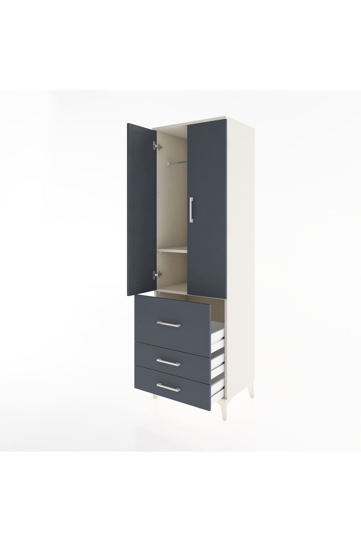 Hyperion Dolap 2 Raflı 3 Çekmeceli Tek Askılı 60x44x195 - S59M028V2B
