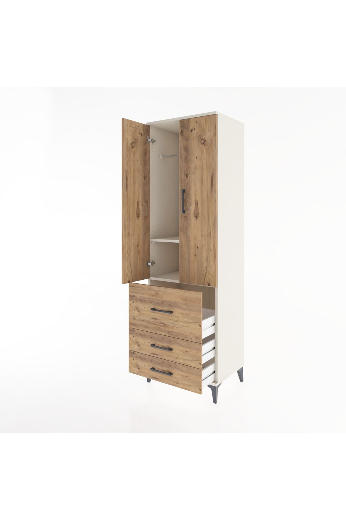 Hyperion Dolap 2 Raflı 3 Çekmeceli Tek Askılı 60x44x195 - S59M028V3B