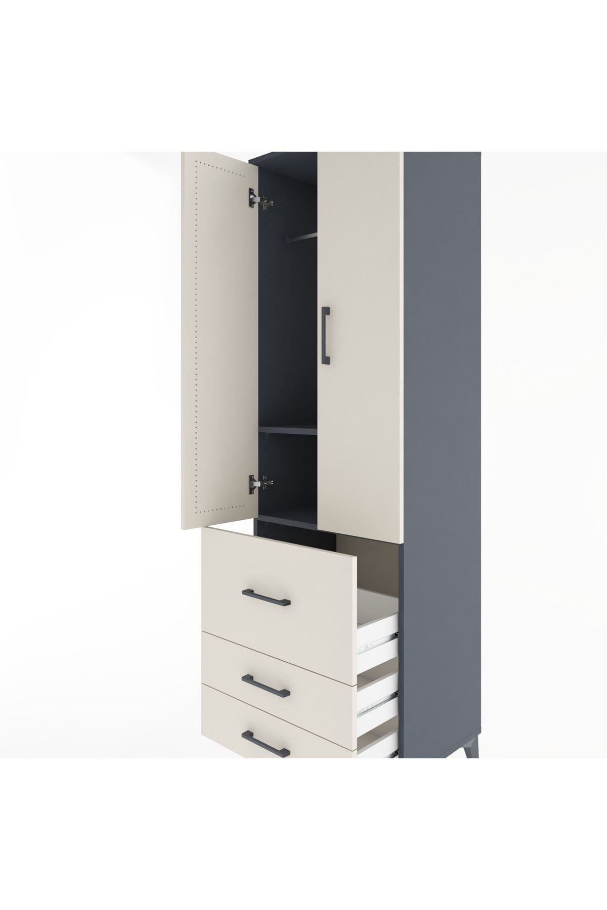 Hyperion Dolap 2 Raflı 3 Çekmeceli Tek Askılı 60x44x195 - S59M028V4B