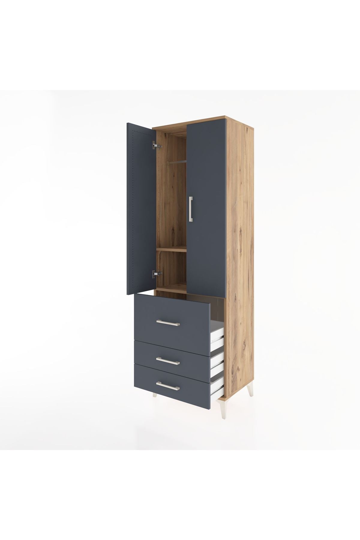 Hyperion Dolap 2 Raflı 3 Çekmeceli Tek Askılı 60x44x195 - S59M028V8B