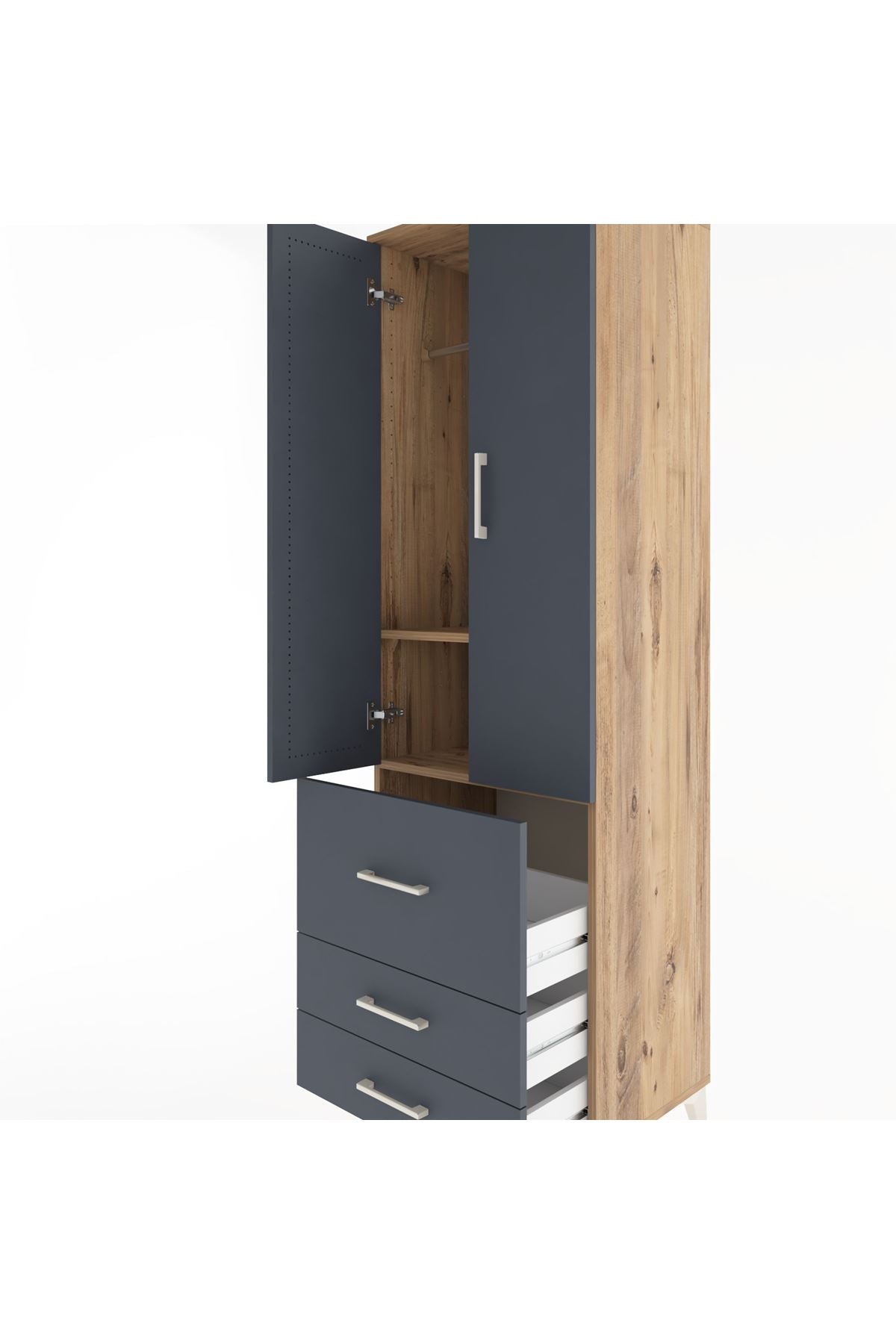 Hyperion Dolap 2 Raflı 3 Çekmeceli Tek Askılı 60x44x195 - S59M028V8B