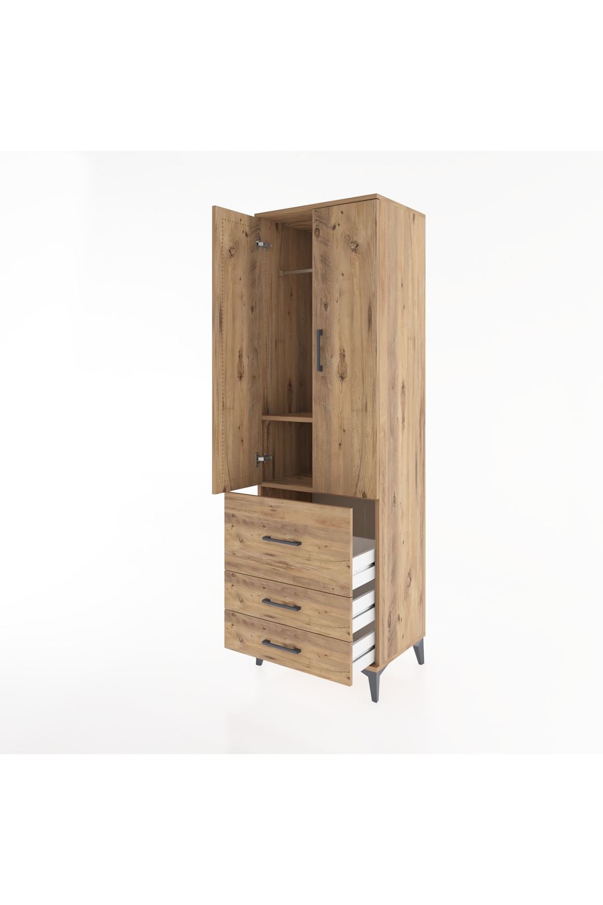 Hyperion Dolap 2 Raflı 3 Çekmeceli Tek Askılı 60x44x195 - S59M028V9B