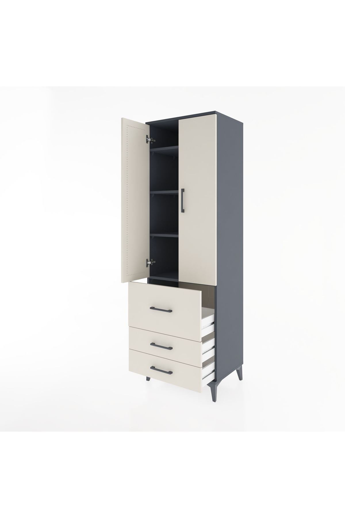 Hyperion Dolap 4 Raflı 3 Çekmeceli 2 Kapaklı 60x44x195 - S59M029V4B