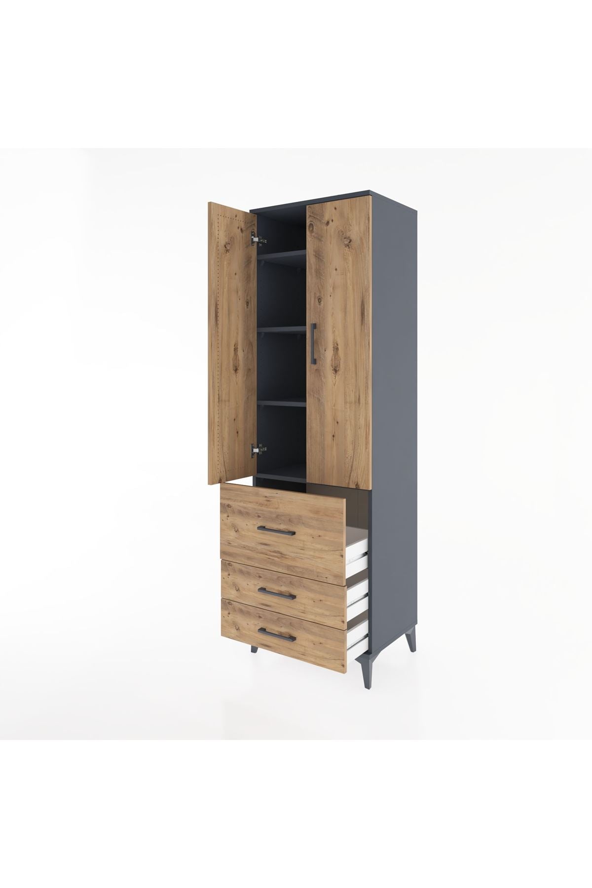 Hyperion Dolap 4 Raflı 3 Çekmeceli 2 Kapaklı 60x44x195 - S59M029V6B