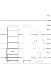 Hyperion Dolap 4 Raflı 3 Çekmeceli 60x44x195 - S59M030V9B
