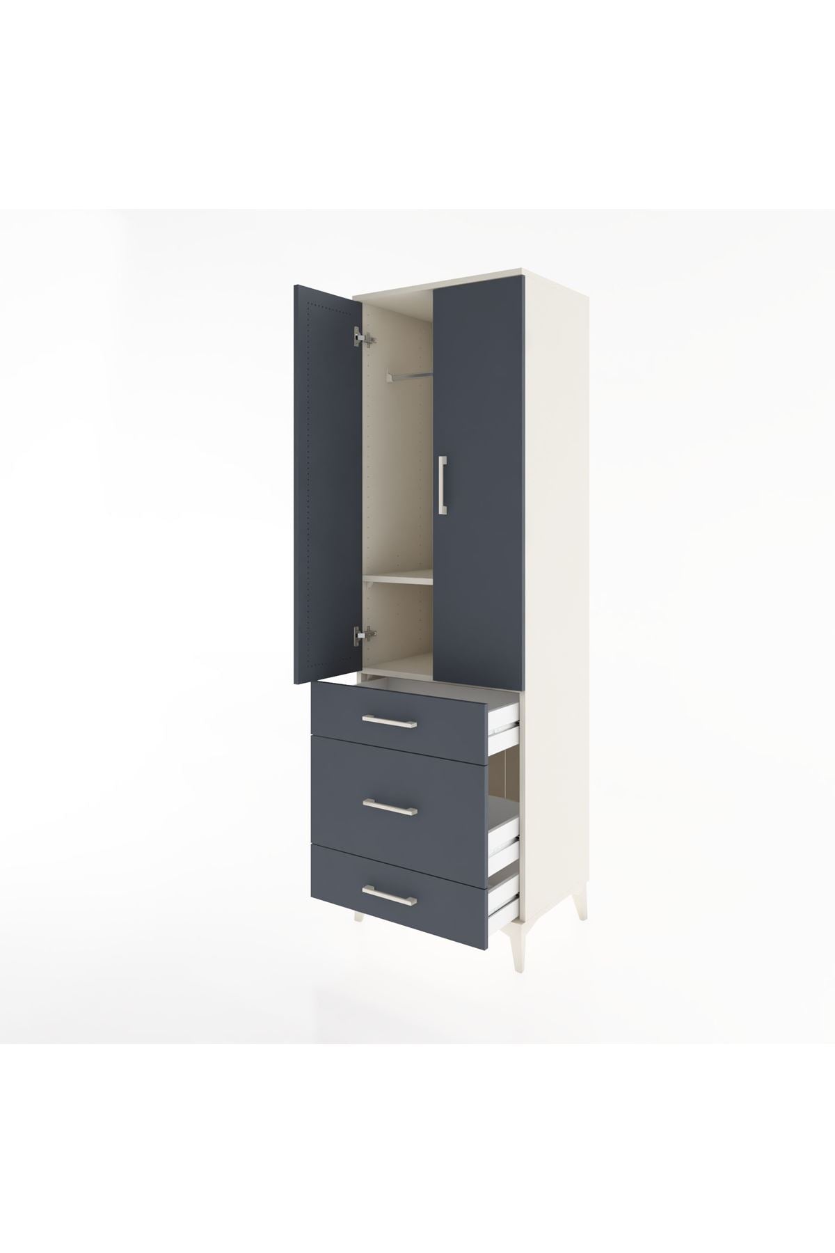 Hyperion Dolap 2 Raflı 3 Çekmeceli Tek Askılı 60x44x195 - S59M031V2B