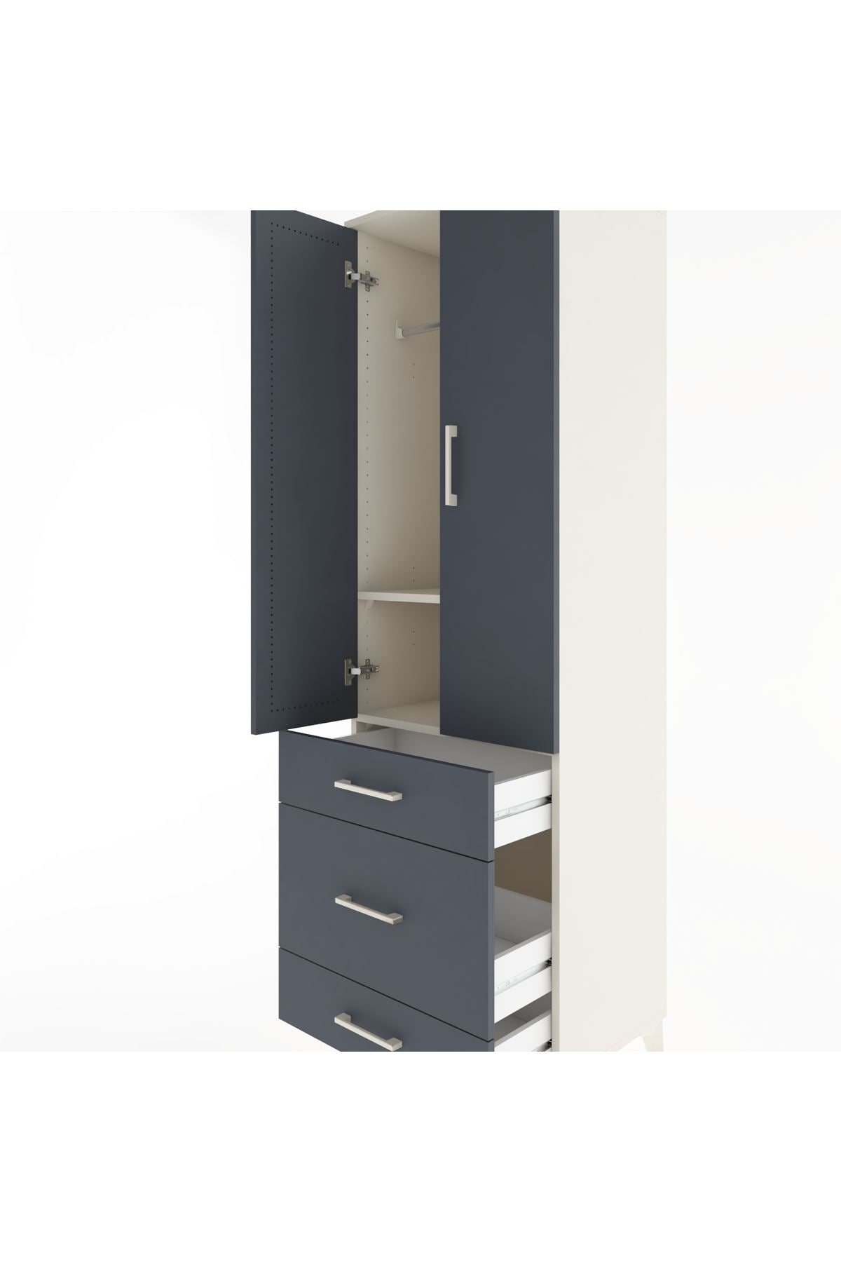 Hyperion Dolap 2 Raflı 3 Çekmeceli Tek Askılı 60x44x195 - S59M031V2B