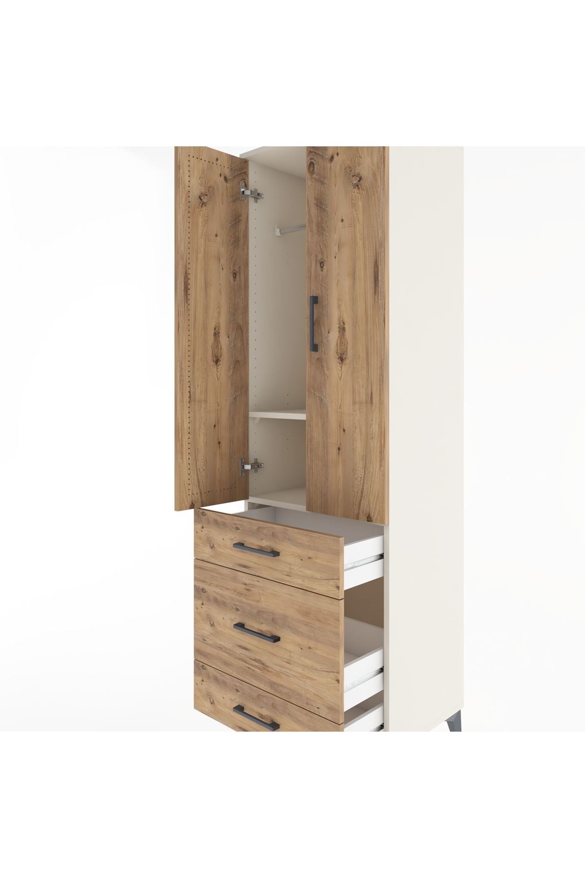 Hyperion Dolap 2 Raflı 3 Çekmeceli Tek Askılı 60x44x195 - S59M031V3B