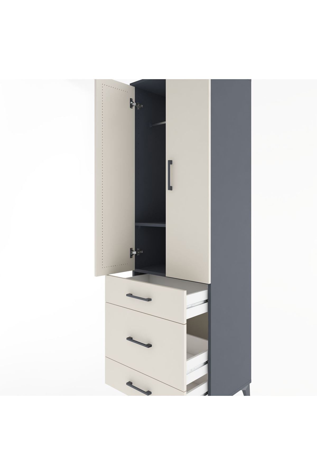 Hyperion Dolap 2 Raflı 3 Çekmeceli Tek Askılı 60x44x195 - S59M031V4B