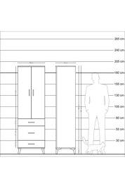Hyperion Dolap 2 Raflı 3 Çekmeceli Tek Askılı 60x44x195 - S59M031V5B