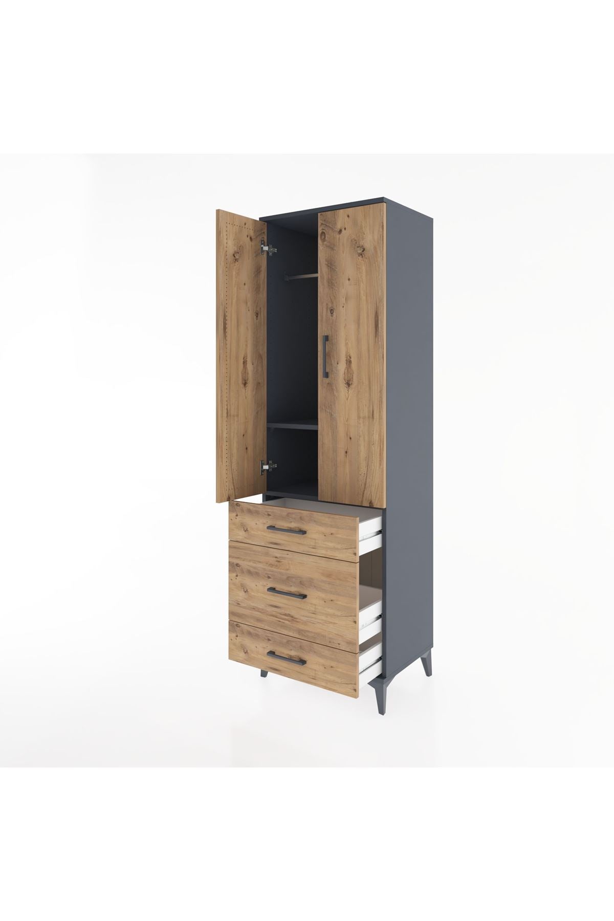 Hyperion Dolap 2 Raflı 3 Çekmeceli Tek Askılı 60x44x195 - S59M031V6B