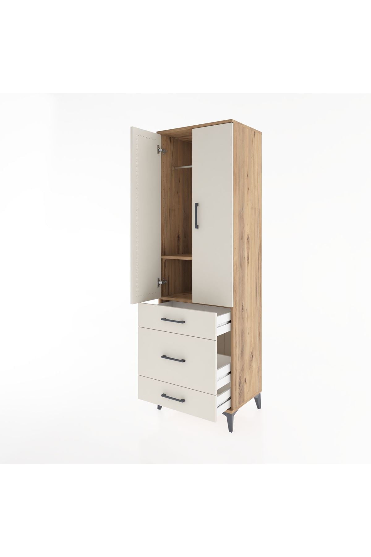 Hyperion Dolap 2 Raflı 3 Çekmeceli Tek Askılı 60x44x195 - S59M031V7B