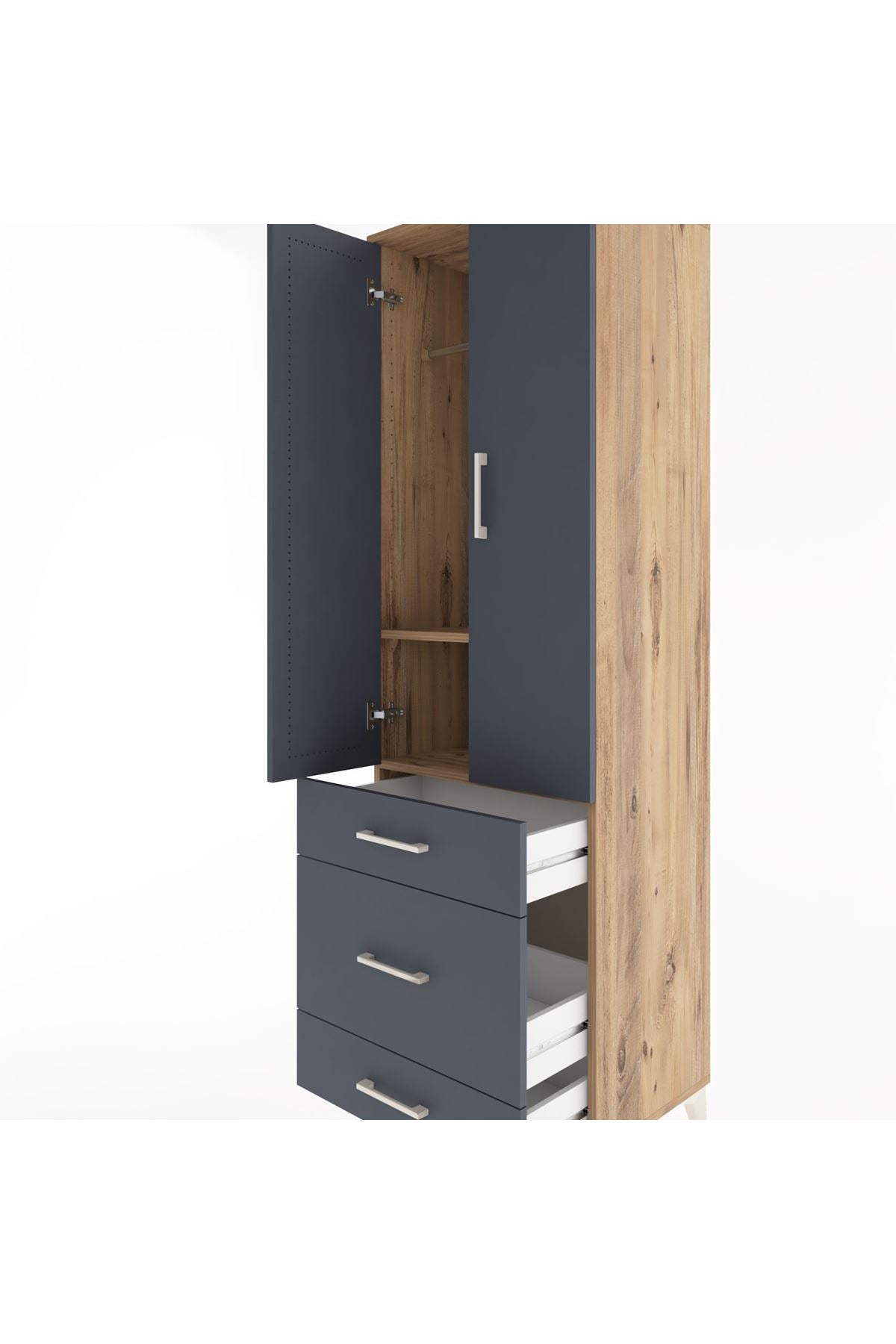 Hyperion Dolap 2 Raflı 3 Çekmeceli Tek Askılı 60x44x195 - S59M031V8B