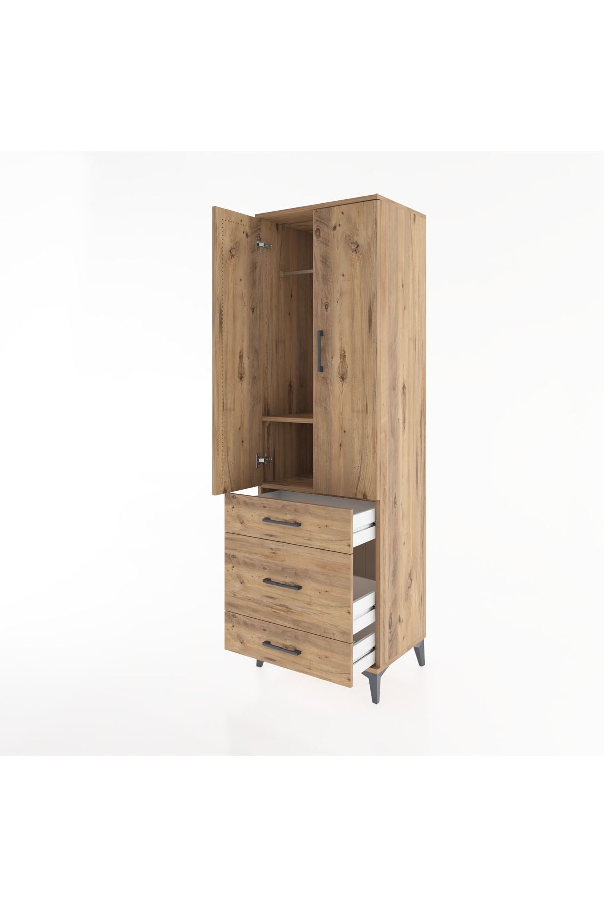 Hyperion Dolap 2 Raflı 3 Çekmeceli Tek Askılı 60x44x195 - S59M031V9B