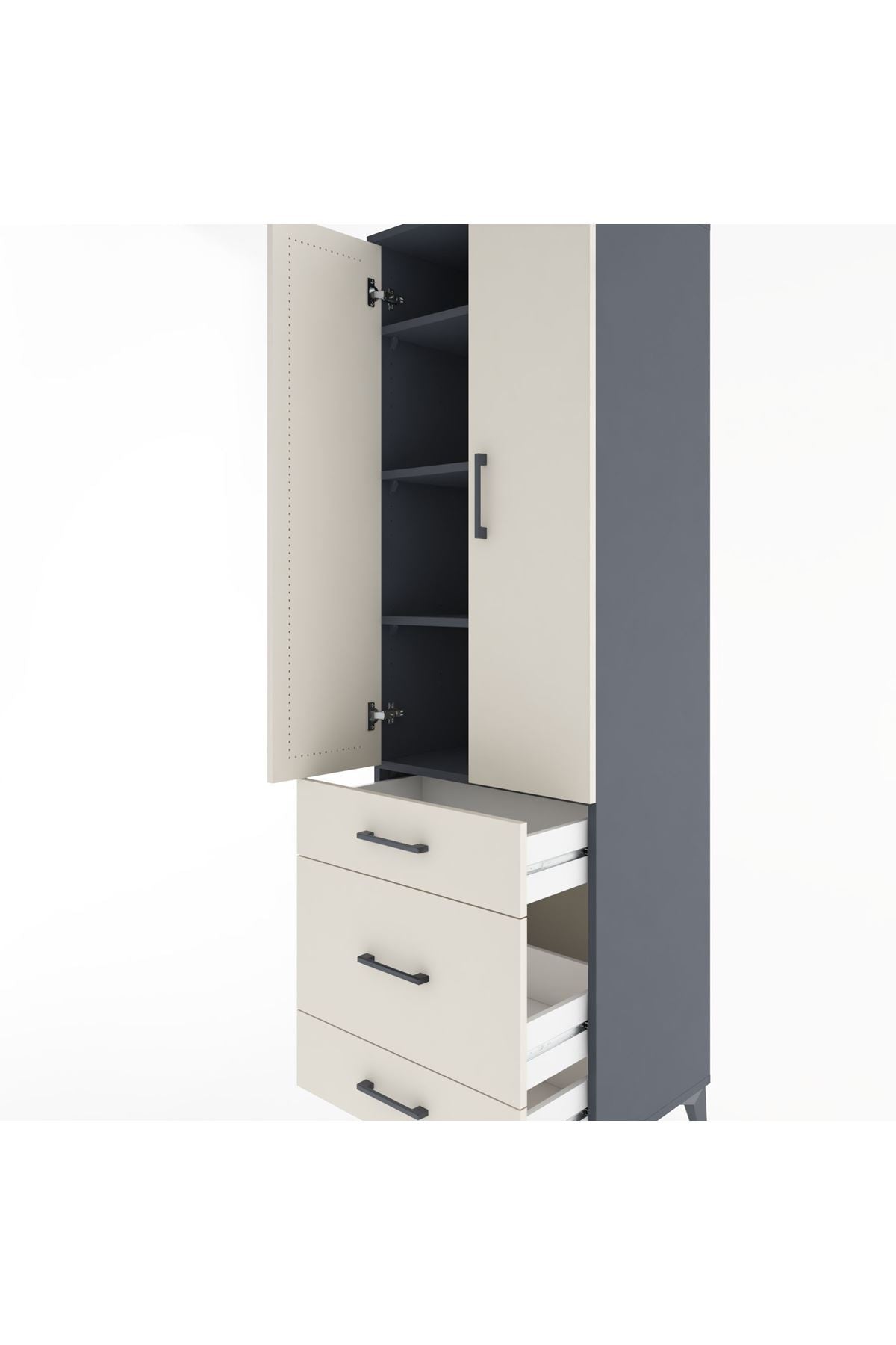 Hyperion Dolap 4 Raflı 3 Çekmeceli 2 Kapaklı 60x44x195 - S59M032V4B