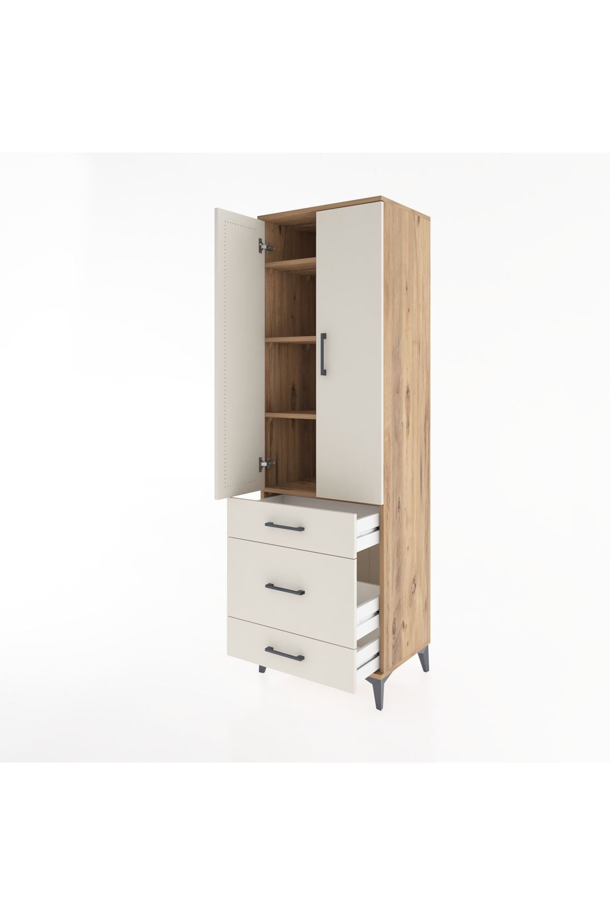 Hyperion Dolap 4 Raflı 3 Çekmeceli 2 Kapaklı 60x44x195 - S59M032V7B