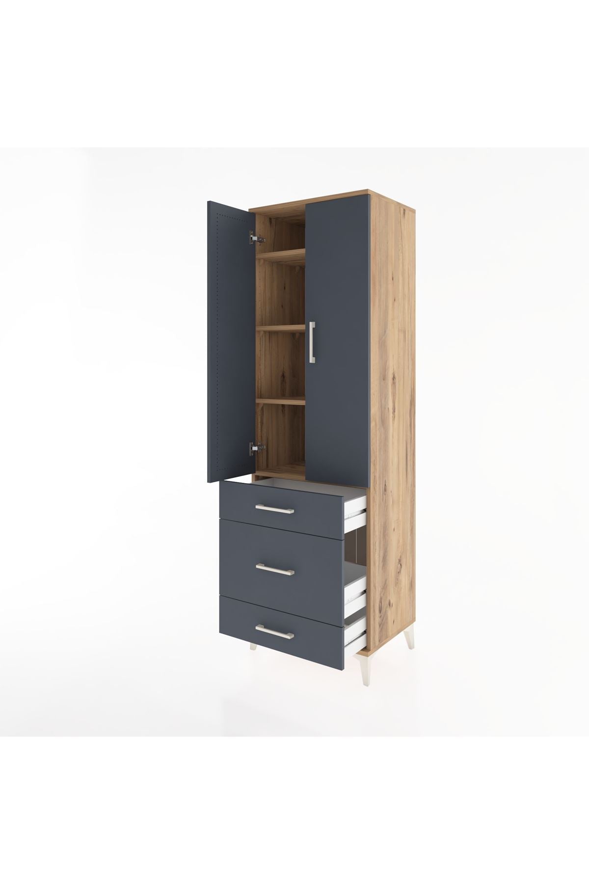 Hyperion Dolap 4 Raflı 3 Çekmeceli 2 Kapaklı 60x44x195 - S59M032V8B