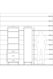 Hyperion Dolap 4 Raflı 3 Çekmeceli 60x44x195 - S59M033V3B