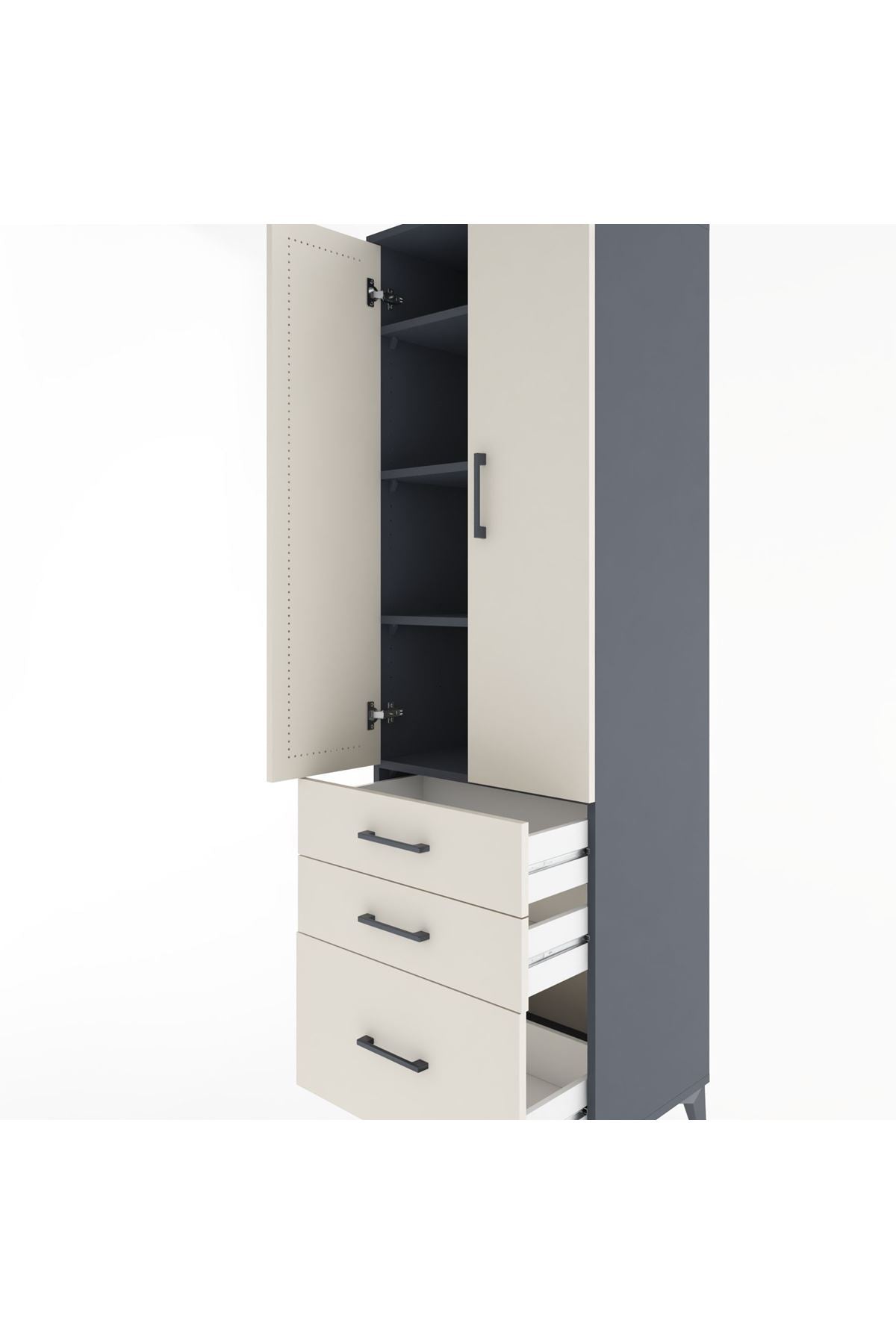 Hyperion Dolap 4 Raflı 3 Çekmeceli 2 Kapaklı 60x44x195 - S59M034V4B