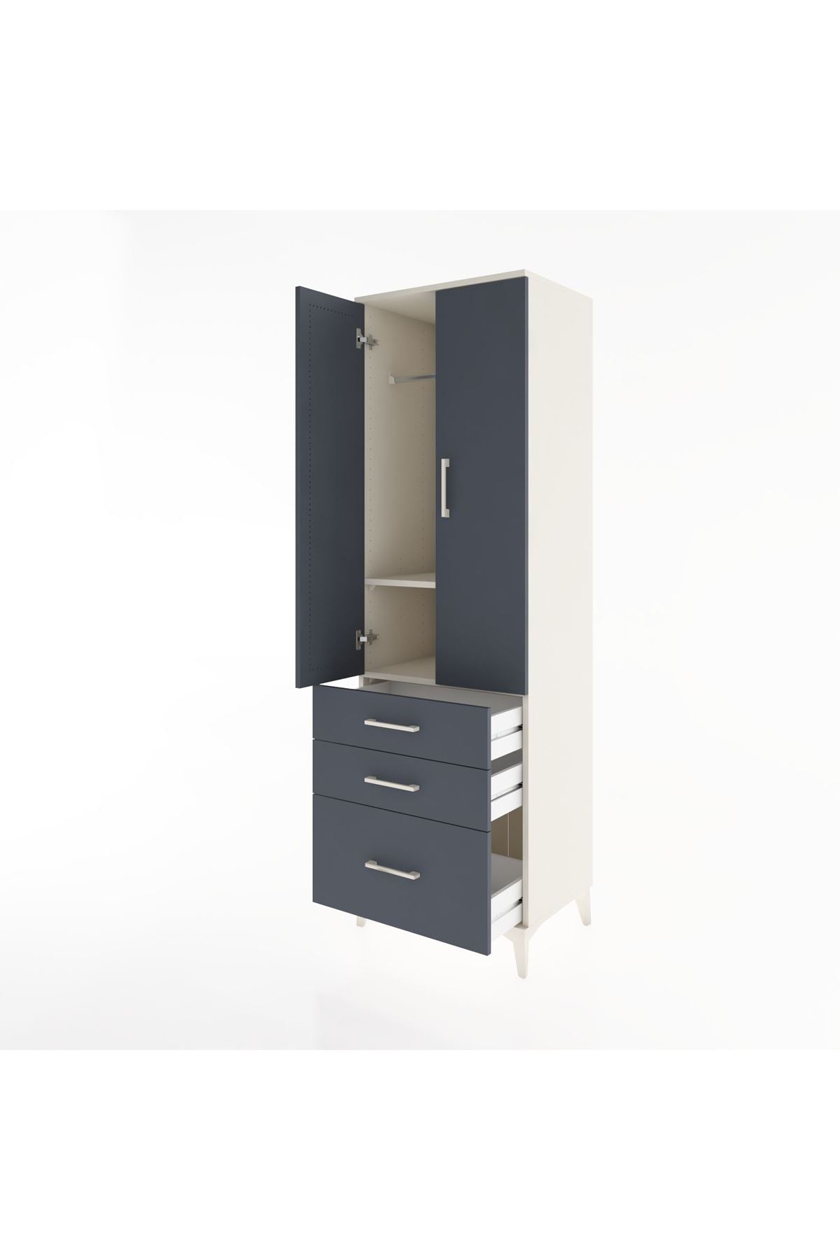 Hyperion Dolap 2 Raflı 3 Çekmeceli Tek Askılı 60x44x195 - S59M035V2B