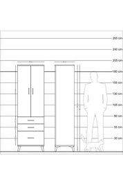 Hyperion Dolap 2 Raflı 3 Çekmeceli Tek Askılı 60x44x195 - S59M035V2B