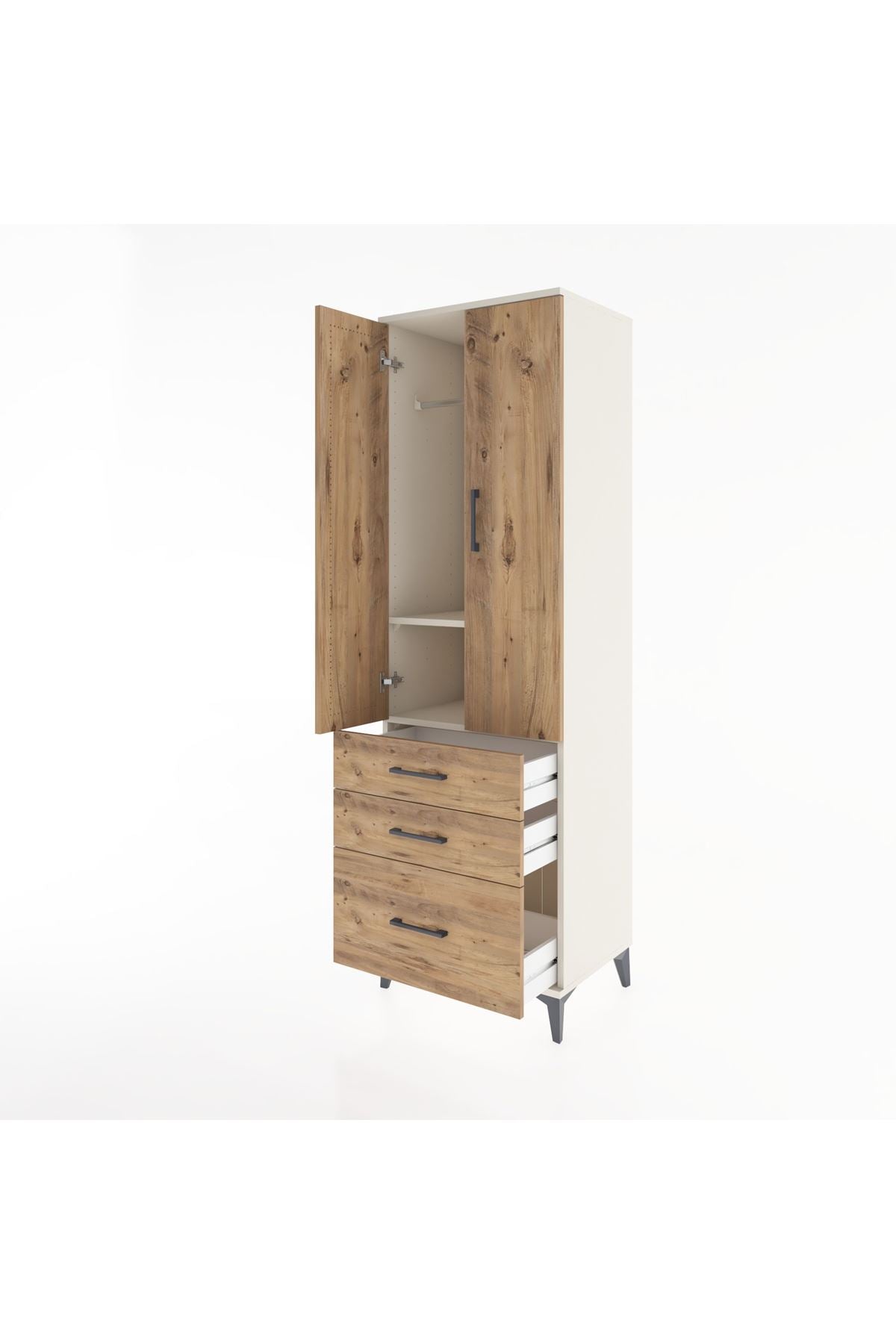 Hyperion Dolap 2 Raflı 3 Çekmeceli Tek Askılı 60x44x195 - S59M035V3B