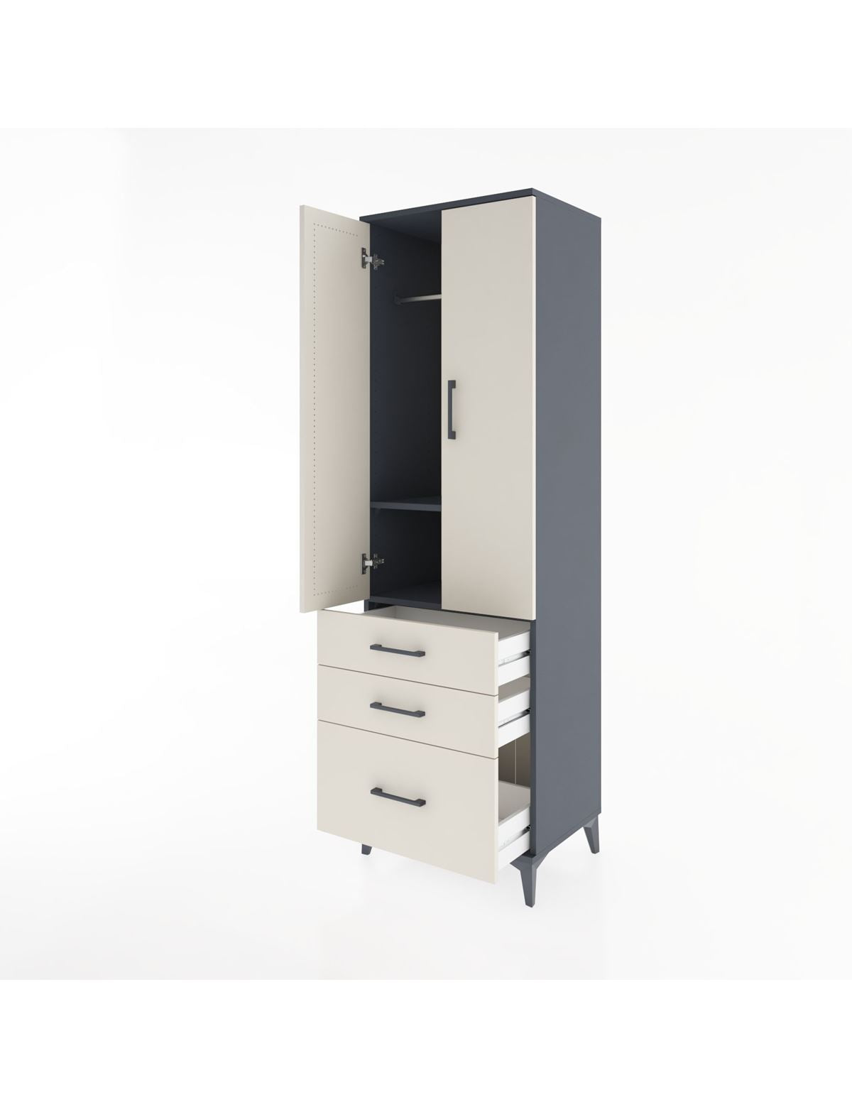 Hyperion Dolap 2 Raflı 3 Çekmeceli Tek Askılı 60x44x195 - S59M035V4B