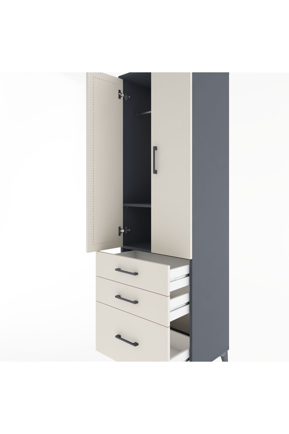 Hyperion Dolap 2 Raflı 3 Çekmeceli Tek Askılı 60x44x195 - S59M035V4B