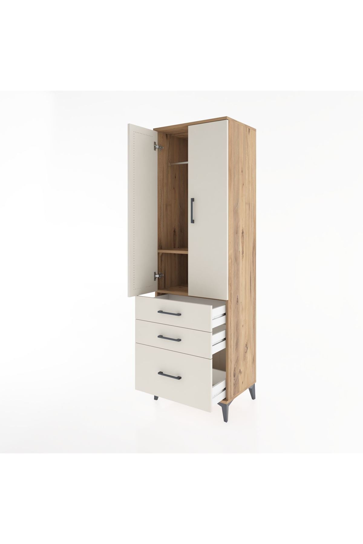 Hyperion Dolap 2 Raflı 3 Çekmeceli Tek Askılı 60x44x195 - S59M035V7B