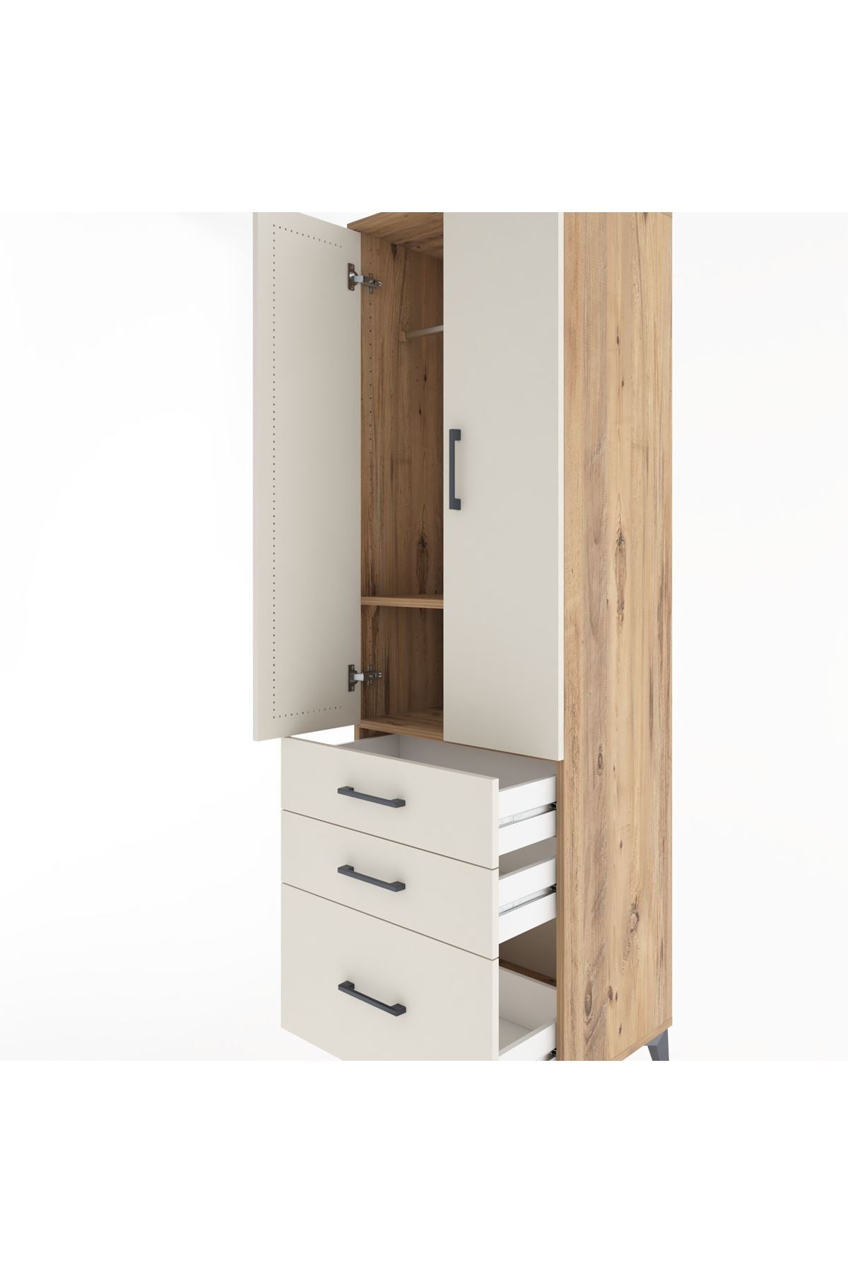 Hyperion Dolap 2 Raflı 3 Çekmeceli Tek Askılı 60x44x195 - S59M035V7B