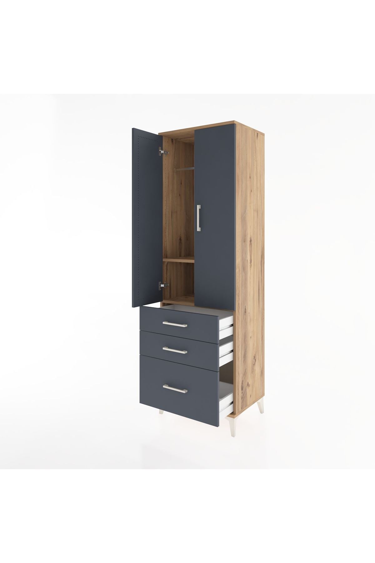 Hyperion Dolap 2 Raflı 3 Çekmeceli Tek Askılı 60x44x195 - S59M035V8B