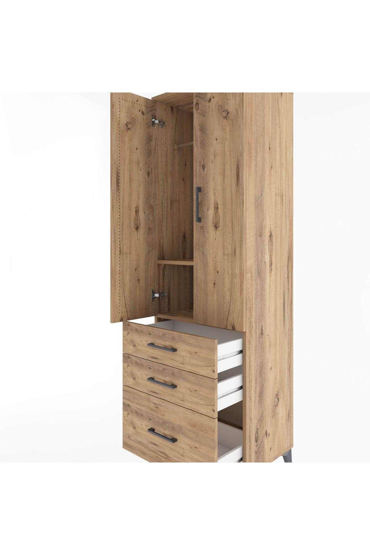 Hyperion Dolap 2 Raflı 3 Çekmeceli Tek Askılı 60x44x195 - S59M035V9B