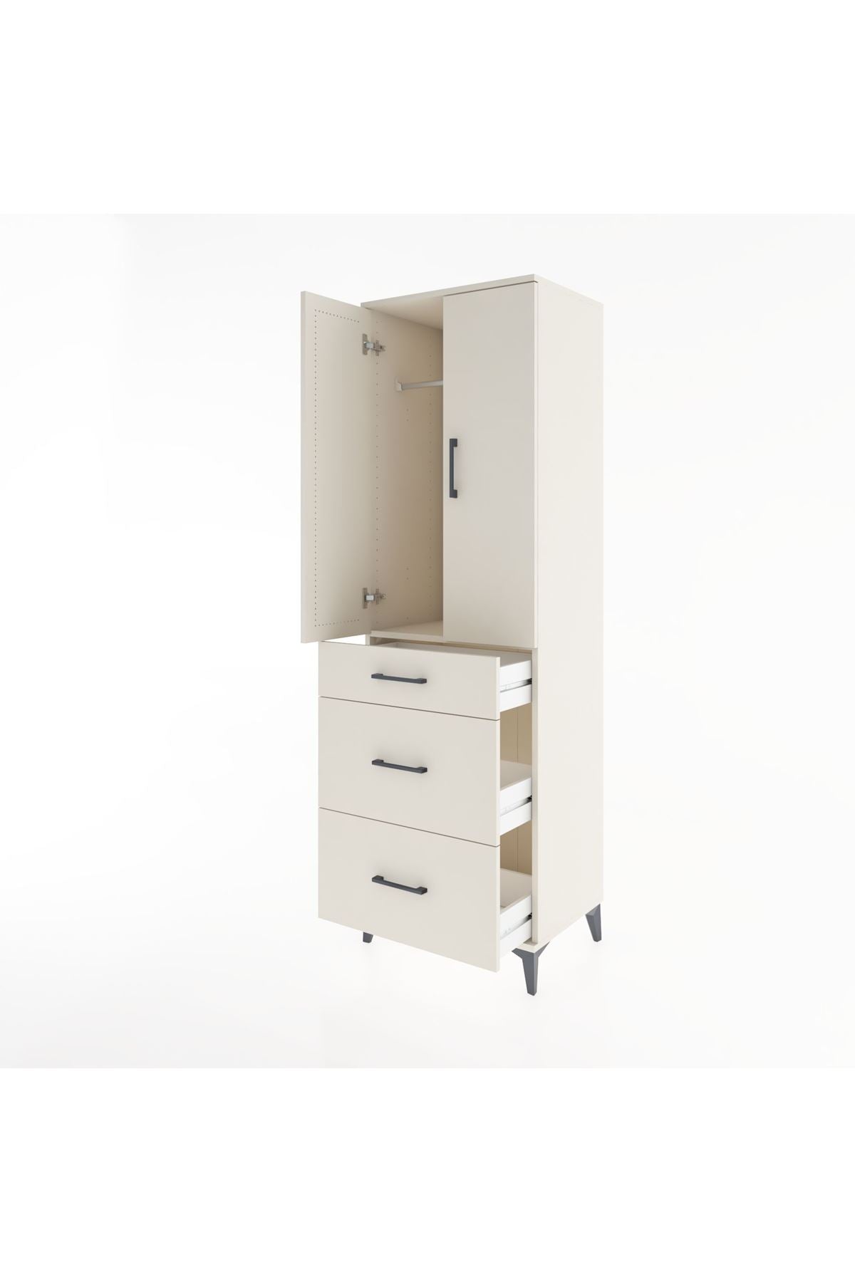 Hyperion Dolap Tek Raflı 3 Çekmeceli Tek Askılı 60x44x195 - S59M037V1B