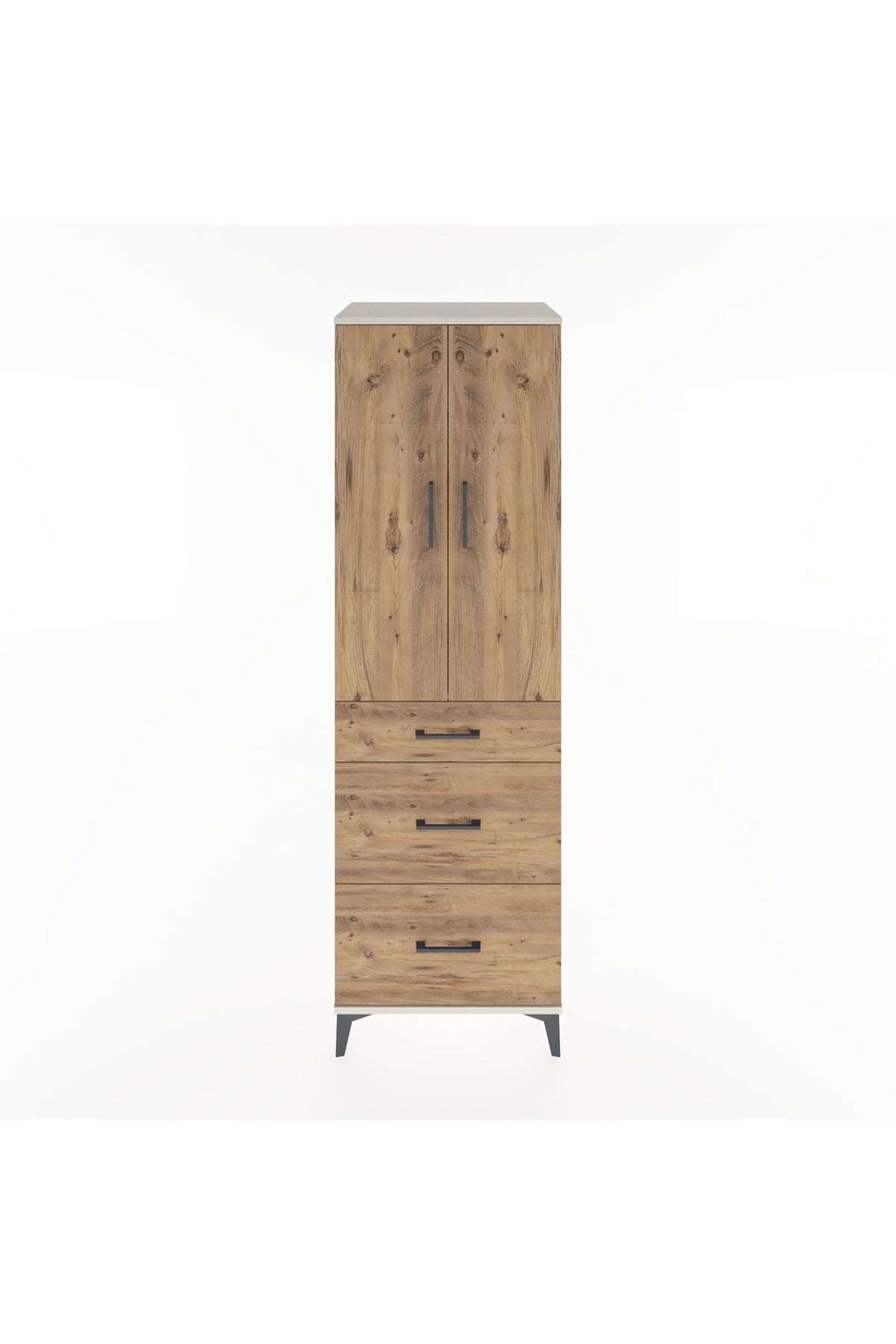 Hyperion Dolap Tek Raflı 3 Çekmeceli Tek Askılı 60x44x195 - S59M037V3B