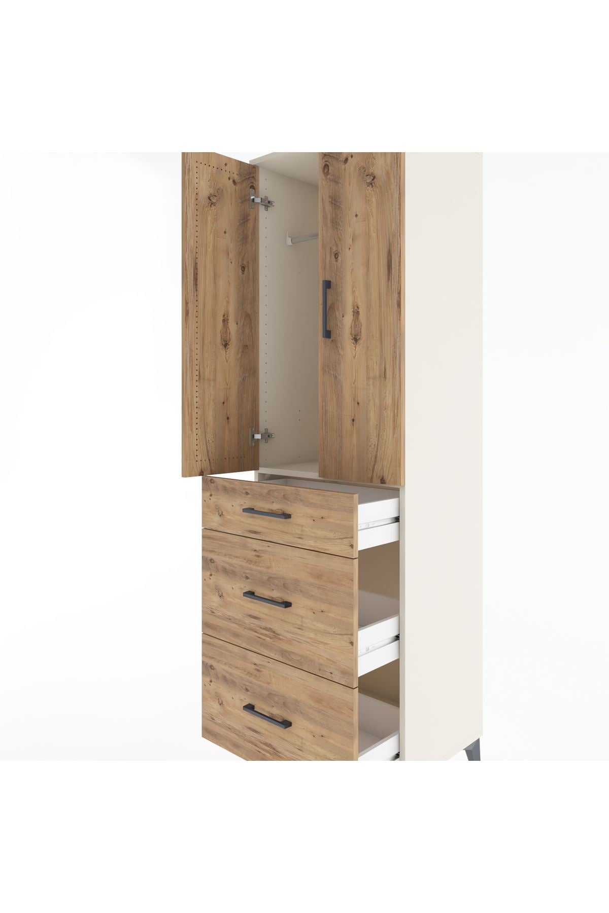 Hyperion Dolap Tek Raflı 3 Çekmeceli Tek Askılı 60x44x195 - S59M037V3B