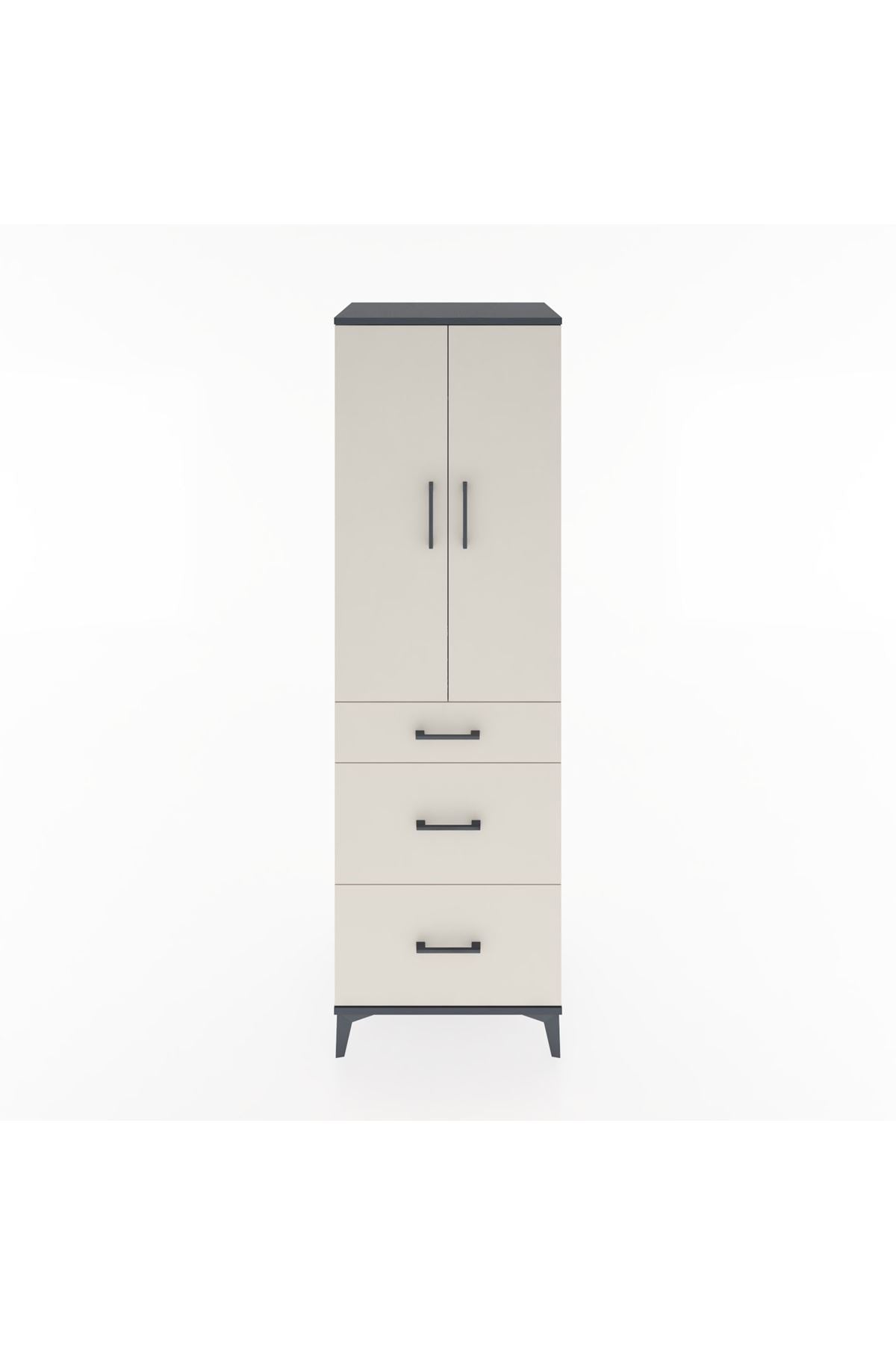 Hyperion Dolap Tek Raflı 3 Çekmeceli Tek Askılı 60x44x195 - S59M037V4B